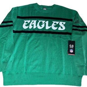 NWT NFL Philadelphia Eagles Kelly Green Throwback Coaches Sweater
